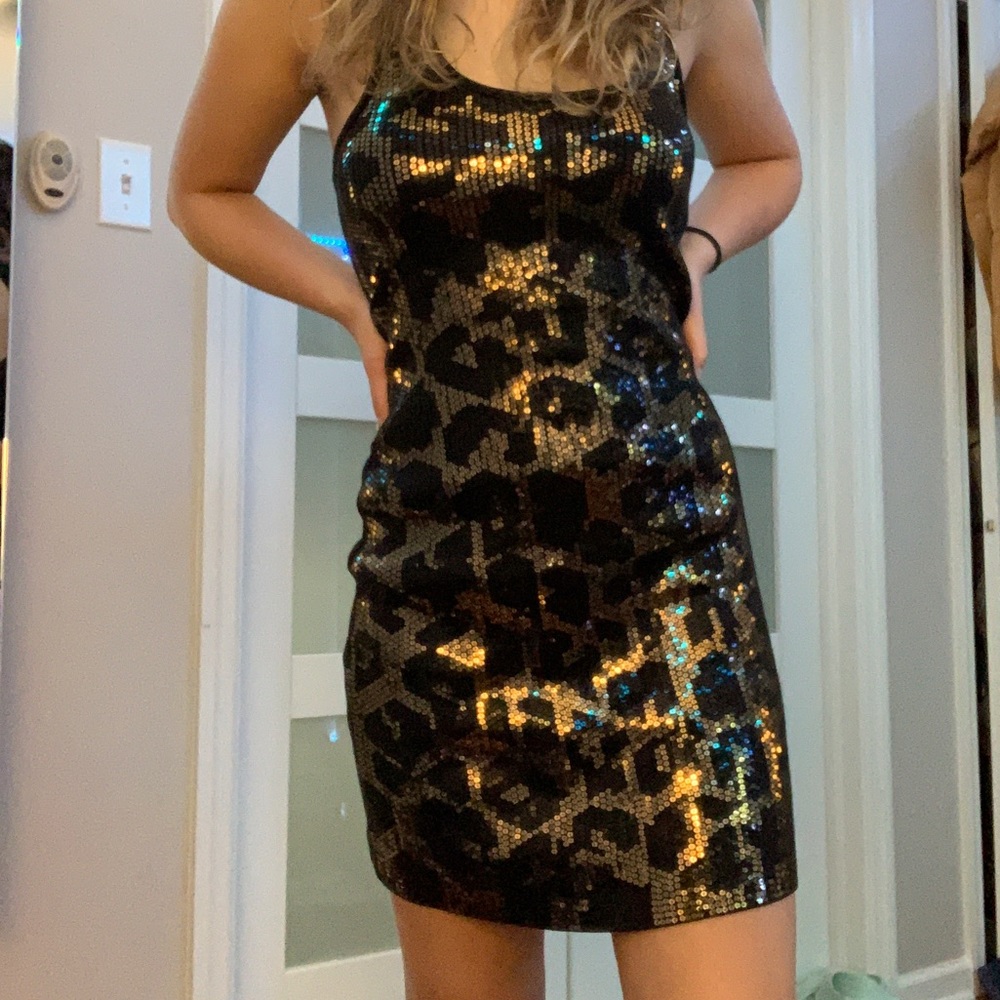 US S express razorback cheetah sequence dress
